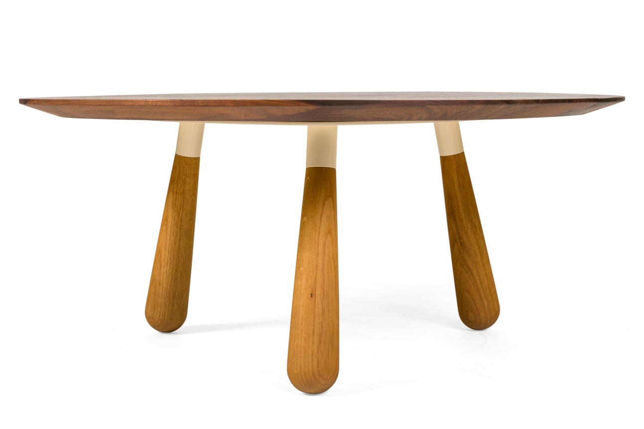Walnut and Oak Round Coffee Table by Oluf Lund, Side View
