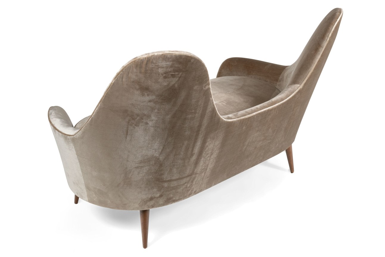 Camelback Settee in the Manner of Cesare Lacca in Mohair, 3/4 View Back