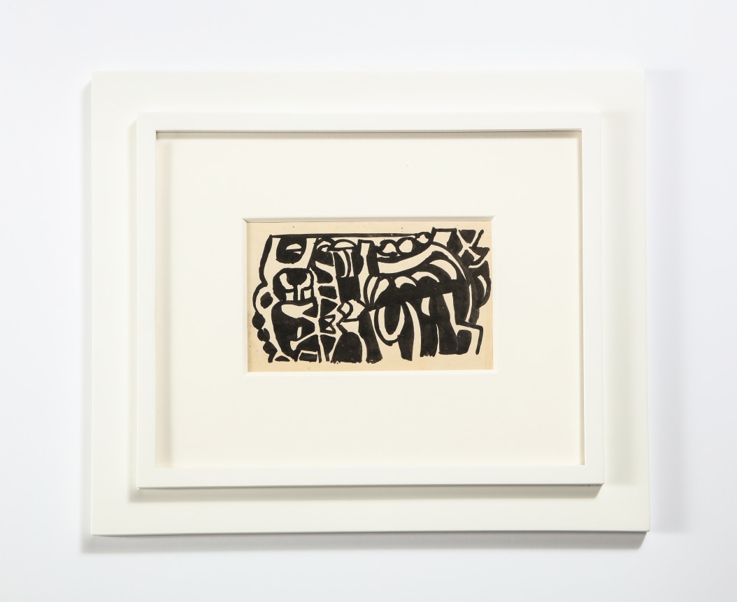 Nell Blaine Black &amp; White Ink Drawing on Paper &quot;Shooting Gallery&quot;