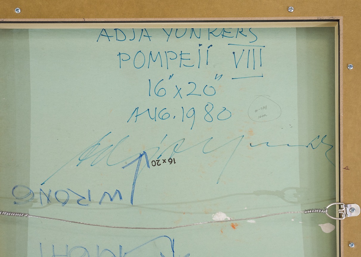 Adja Yunkers Collage "Pompeii Vlll", Close Up Back of Canvas