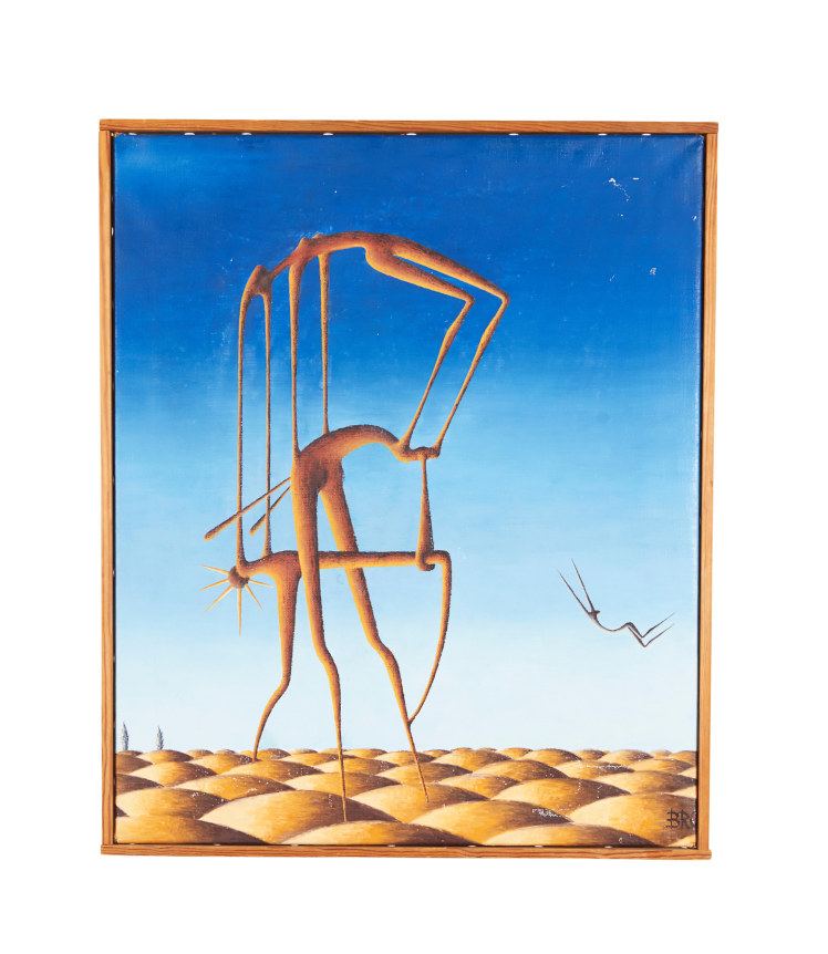 Surrealist Painting &quot;Party on Rubber Beach&quot; by George Broe