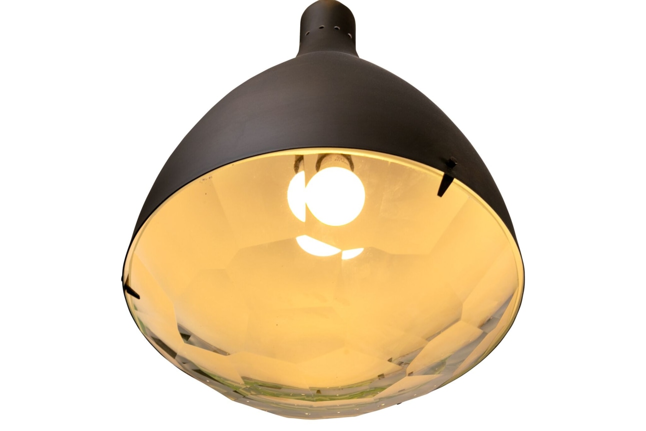 Italian Midcentury Style Chiseled Crystal Pendant Light, View of Bottom