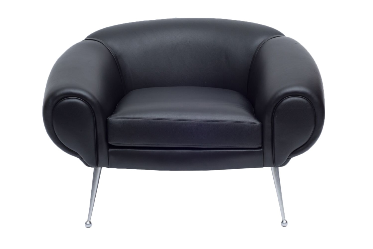 Black Leather Lounge Chair by Illum Wikkels&oslash;