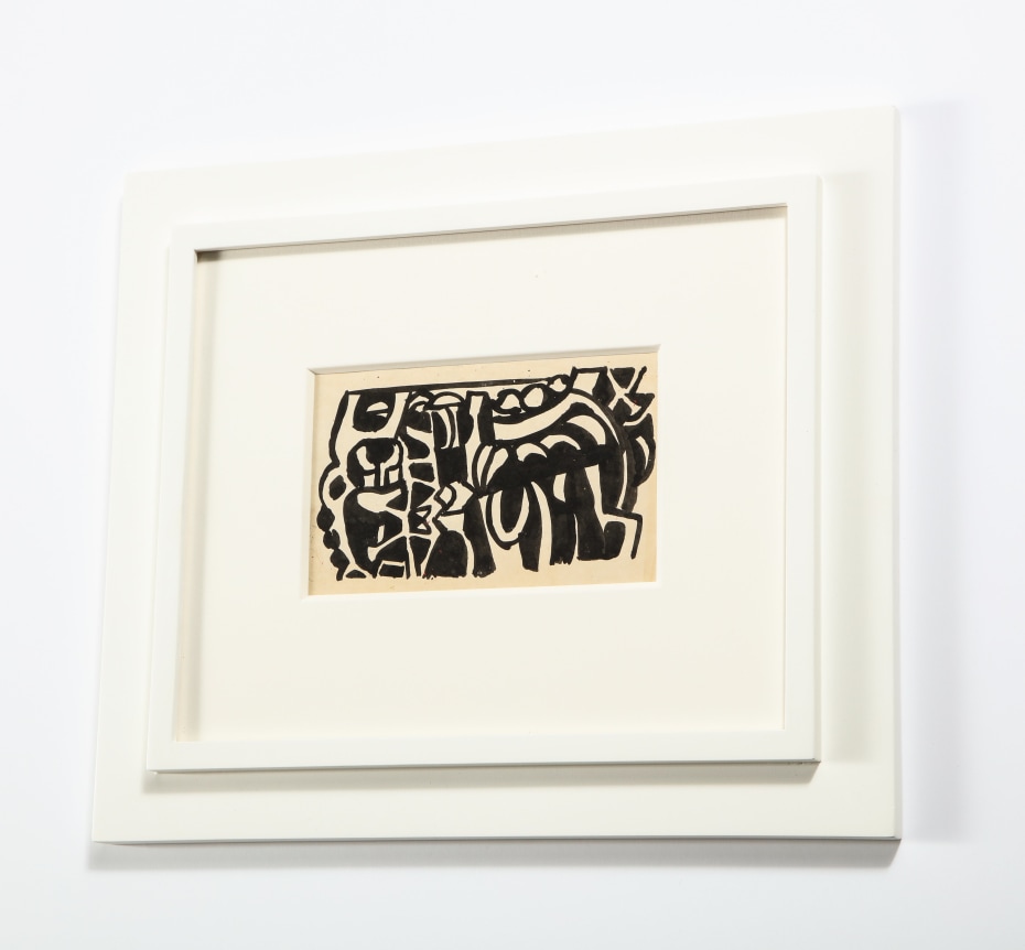 Nell Blaine Black &amp; White Ink Drawing on Paper &quot;Shooting Gallery&quot;