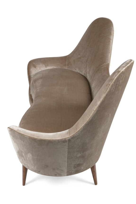 Camelback Settee in the Manner of Cesare Lacca in Mohair, Side View Top