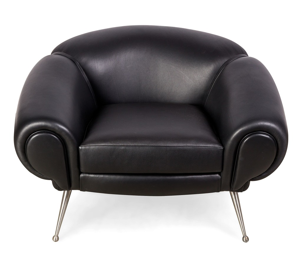 Black Leather Lounge Chair by Illum Wikkels&oslash;, 2