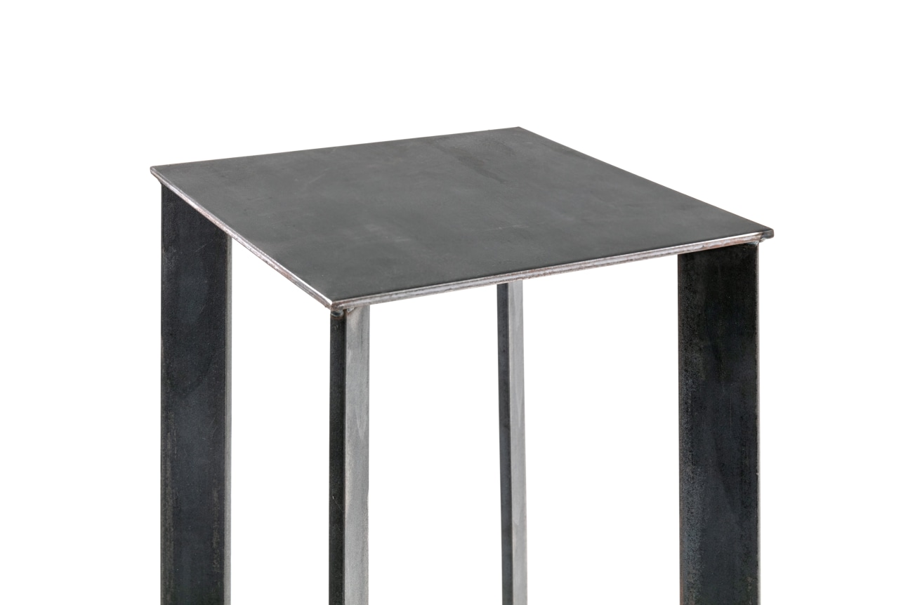 Artist Made Industrial Steel Pedestal Stand by Robert Koch, Top View