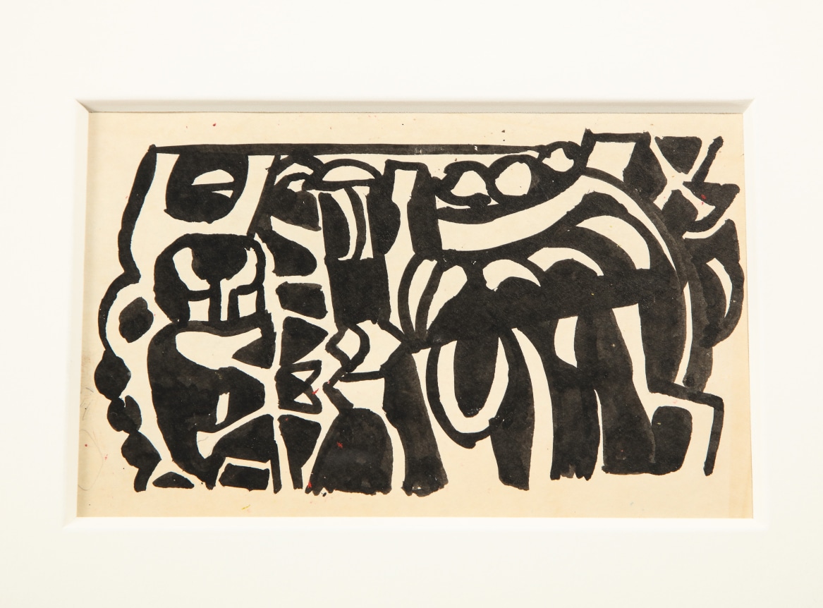 Nell Blaine Black &amp; White Ink Drawing on Paper &quot;Shooting Gallery&quot;