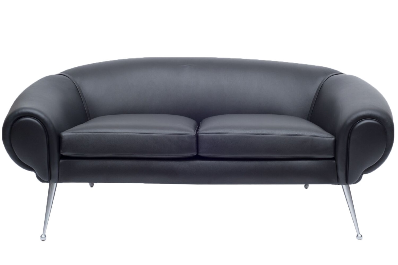 Black Leather Sofa by Illum Wikkelsø