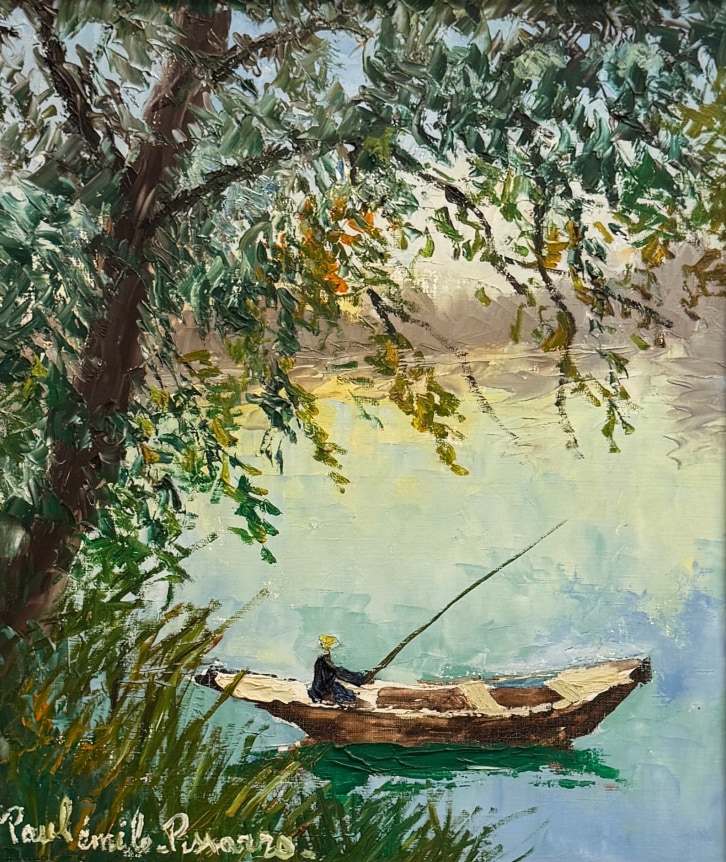 Paul-Emile Pissarro, French Pecheur sur l&rsquo;etang (Fisherman on the Pond), n.d.