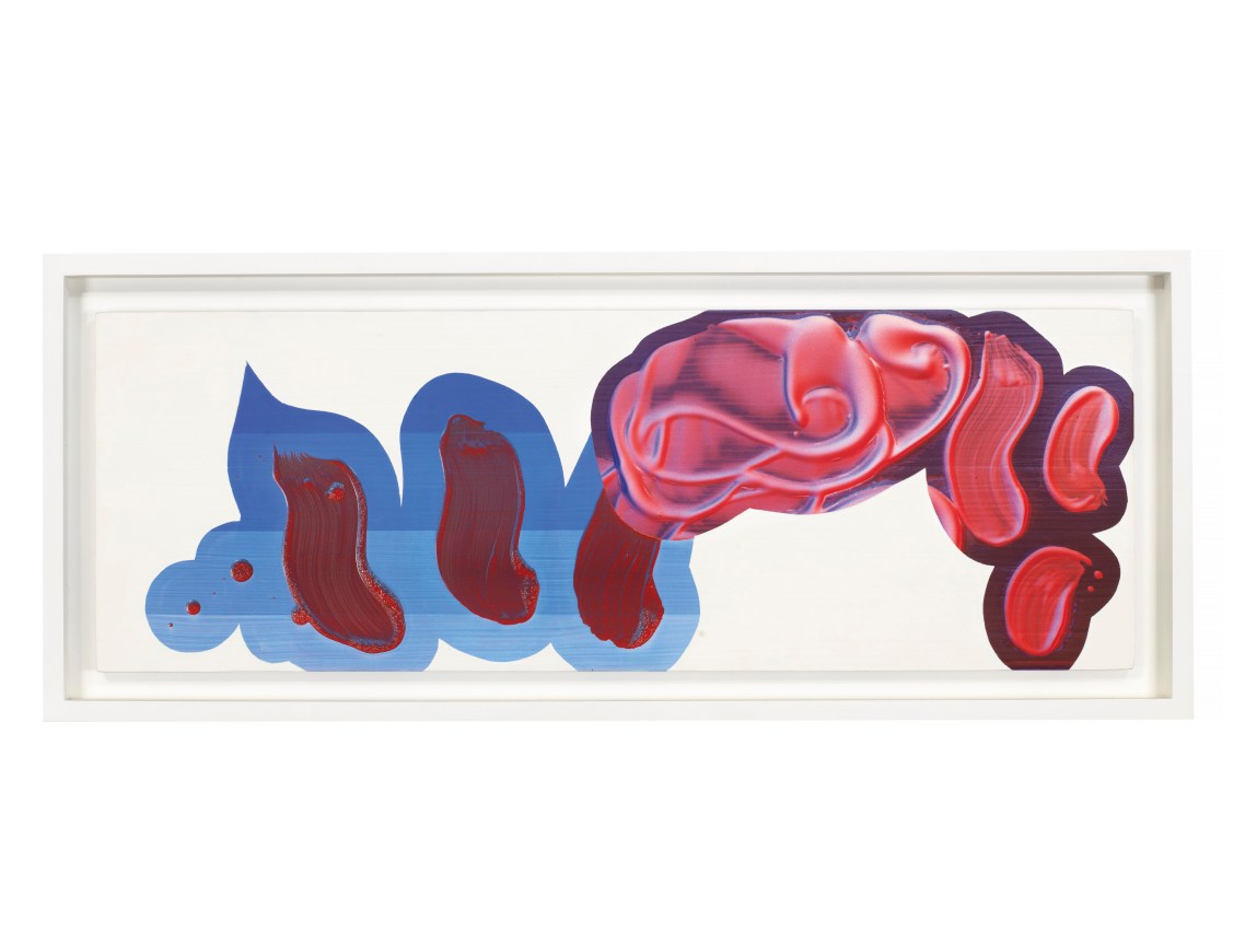 David Reed Post-Study after Painting #340 (#1), 1995-1996 oil and alkyd on panel 8 1/4 x 24 inches (21 x 61 cm) (DRE96-01)