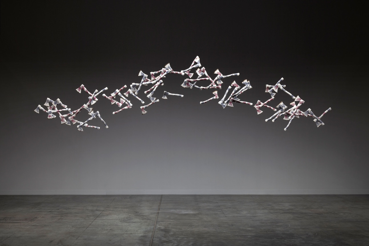 Installation view of&nbsp;The Value of Sharpness: When It Falls&nbsp;at Art Basel Miami Beach, 2021.