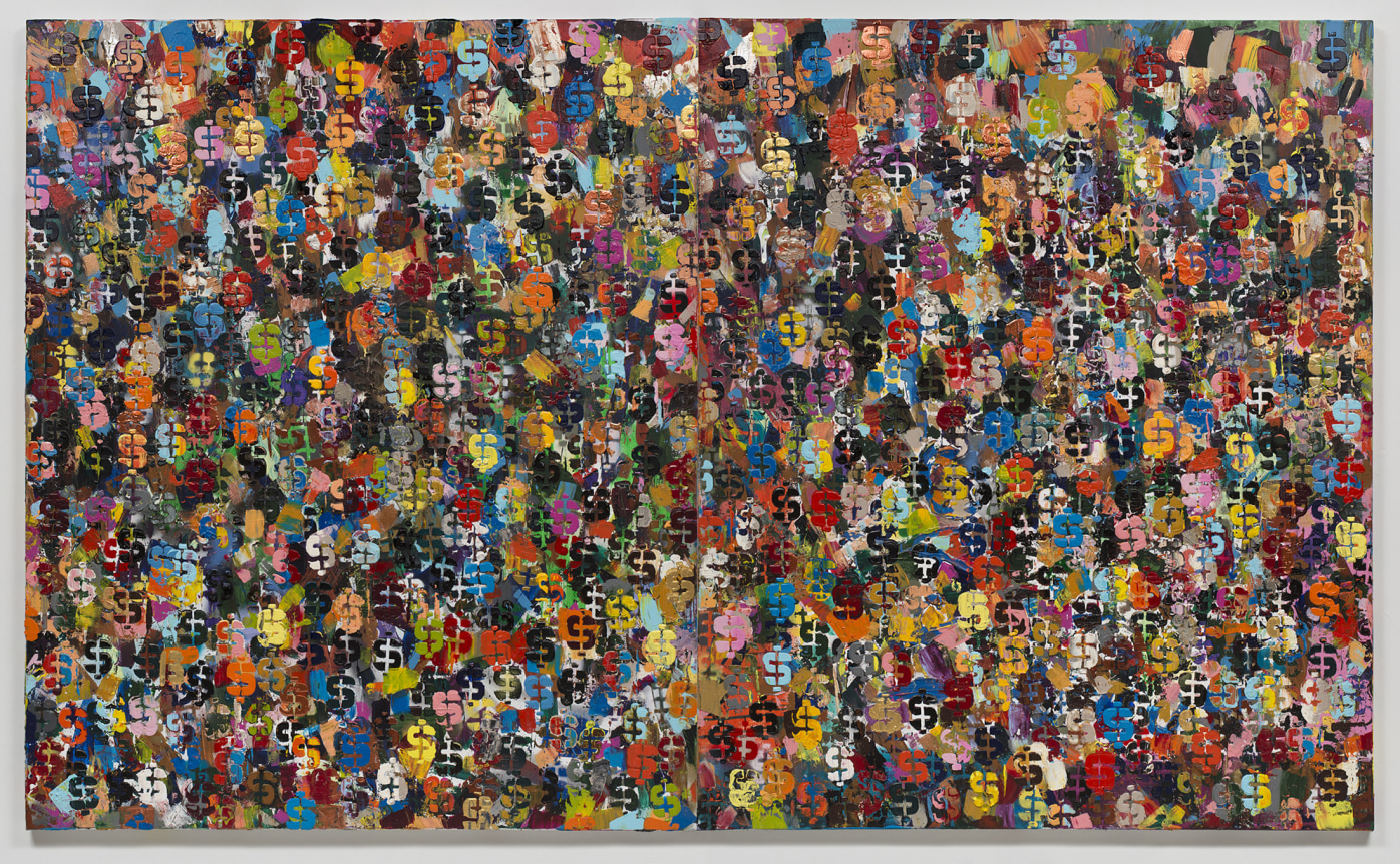 Brenna Youngblood, "Democratic Dollar", 2015, acrylic and spray-paint on canvas, 72 inches by 120 inches
