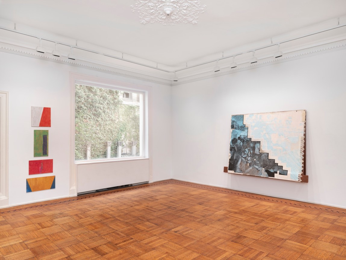 This is an image of an installation view of the Abstract group show on view at Tilton Gallery in 2025.