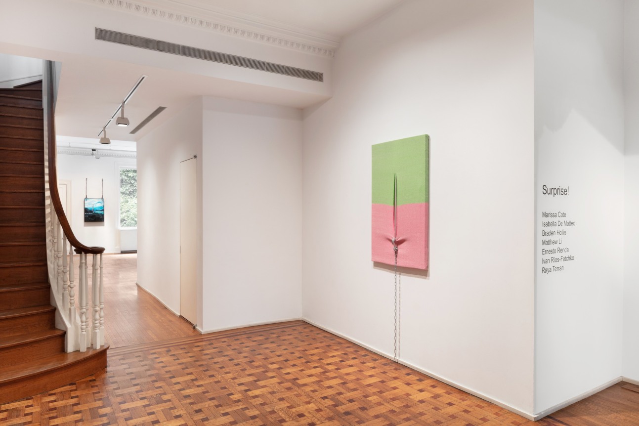 This is an installation view of the group exhibition co-curated by Tomashi Jackson at Tilton Gallery titled: Surprise!.