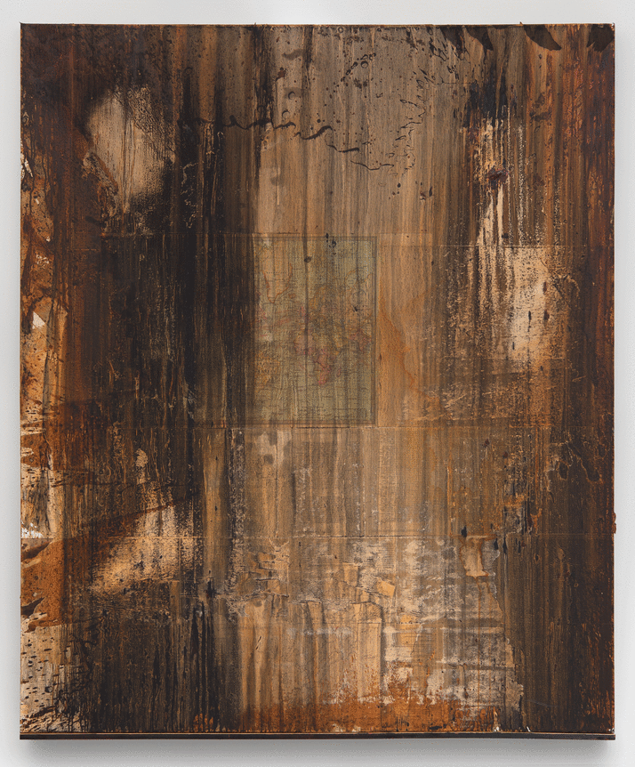 Brenna Youngblood &quot;Map of the World&quot;, 2015 Mixed media on canvas with wood 72-5/8 x 60 inches