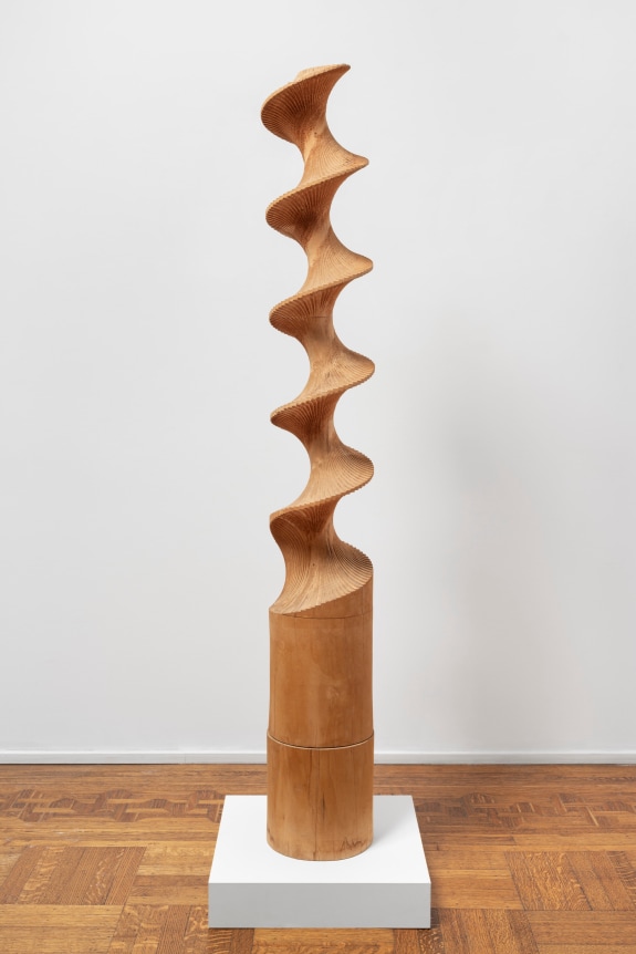 This is an image of a wood sculpture made by Ruth Vollmer in 1973 titled: Large Archimedean Screw.