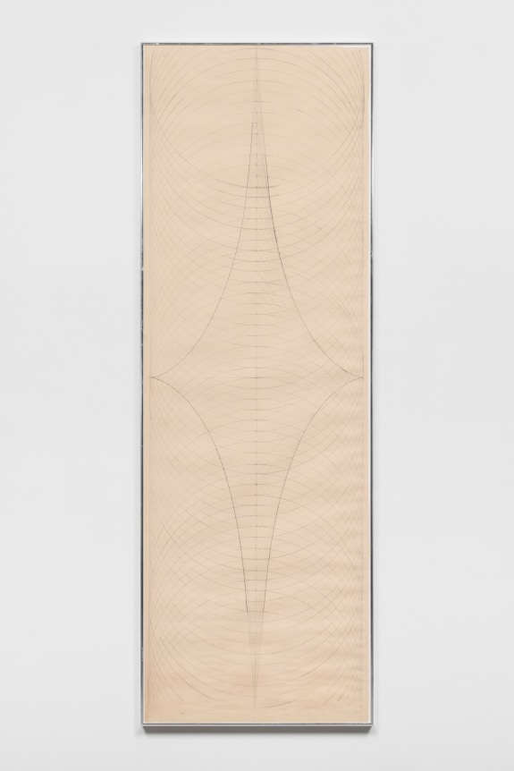 This is an image of a work on paper made by Ruth Vollmer in 1970 titled: Unfinished Construction Drawing for Pseudosphere.