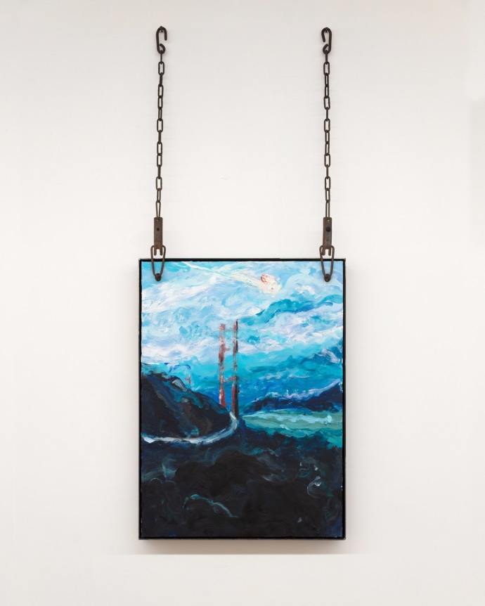 This is an image of an artwork made by Ivan Ríos-Fetchko in 2021 titled: Fates' Threads Hang Heavy (Heaven's Gate).