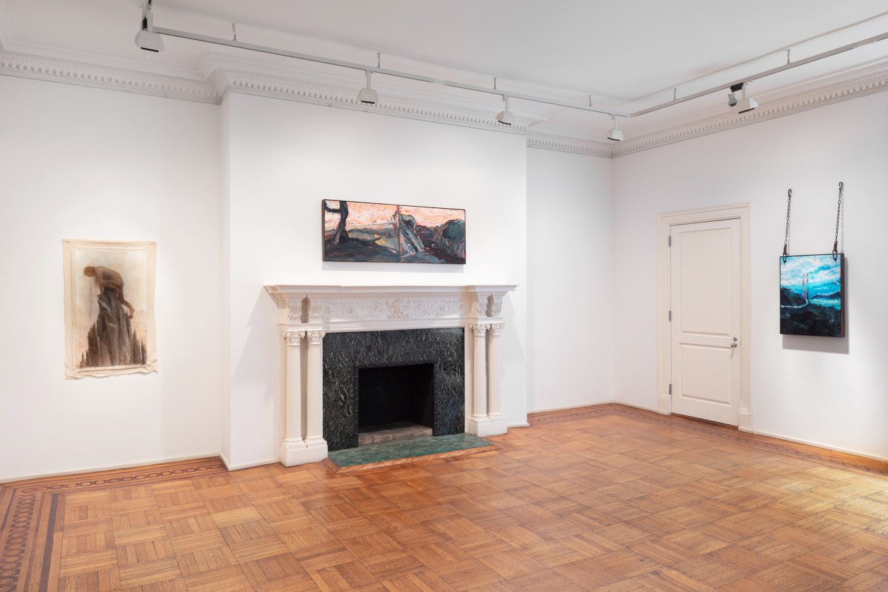 This is an installation view of the group exhibition co-curated by Tomashi Jackson at Tilton Gallery titled: Surprise!.