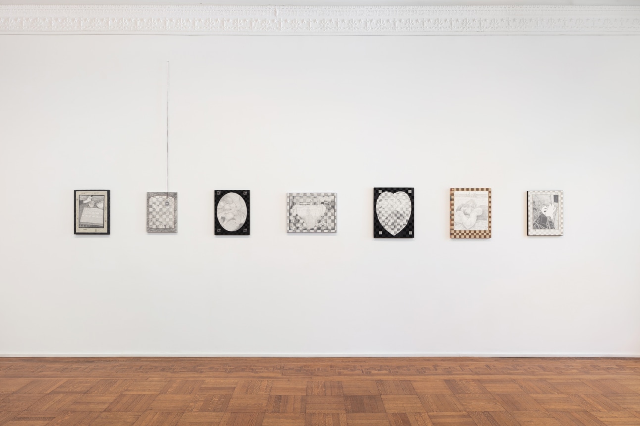 This is an installation view of the group exhibition co-curated by Tomashi Jackson at Tilton Gallery titled: Surprise!.