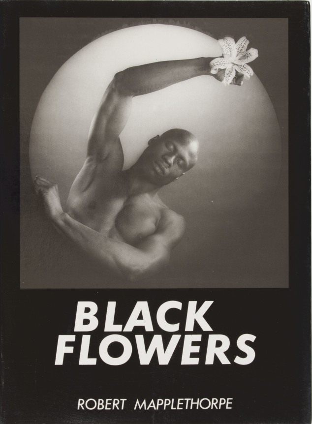 Ken Moody Standing against a geometric cut-out holding a lily and leaning to the right.