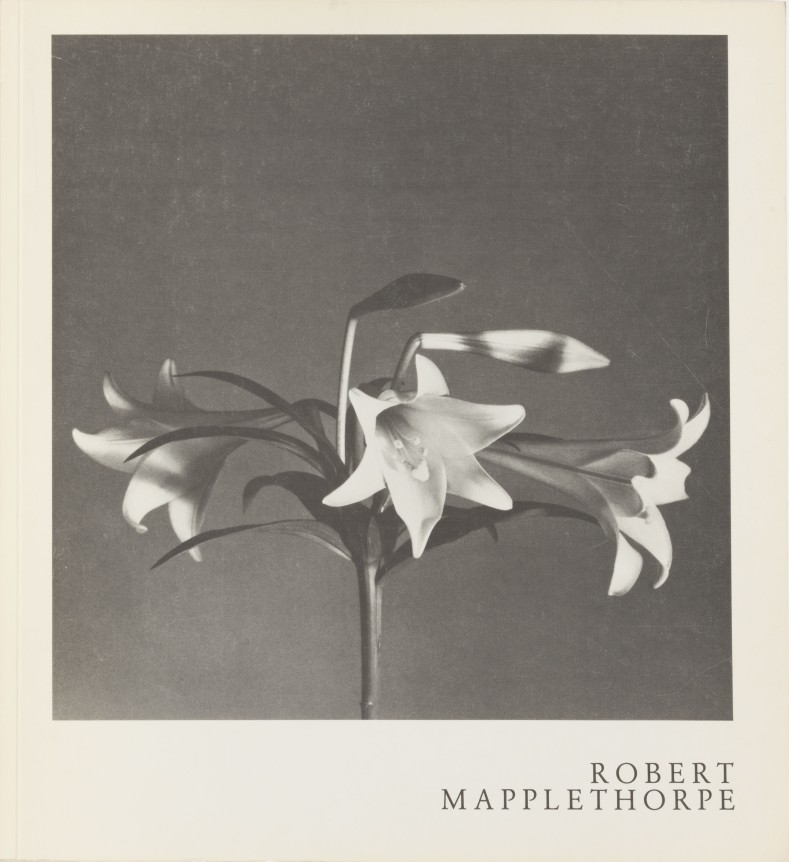 Three Easter Lillies, gray text on white ground.