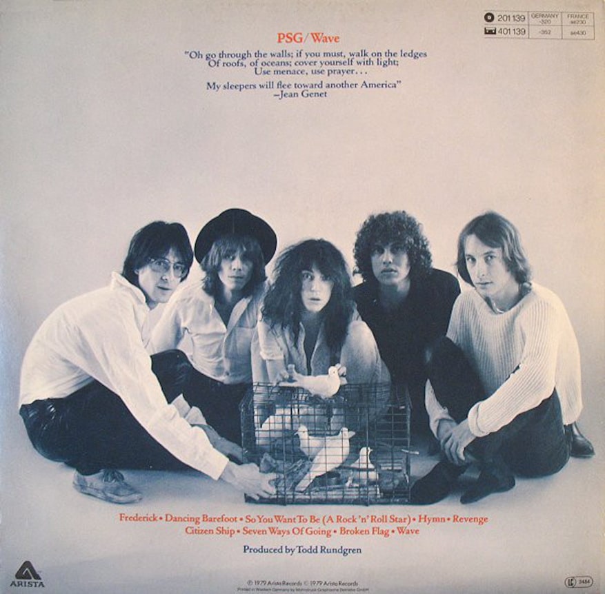 Patti Smith, 1979, Back Cover