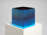 Larry Bell Untitled (Single Duo Nesting Box), 2021 Laminated glass coated with Inconel, SIO and Quartz 12 x 15 x 15 inches 30.5 x 38.1 x 38.1 cm