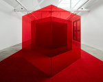 Larry Bell Pacific Red II, 2017 12 panels laminated glass Overall dimensions variable with installation