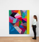 Sarah Cain keep it safe and legal, 2018 Acrylic, gouache, and plastic hanger on canvas 72 x 60 inches 182.9 x 152.4 cm