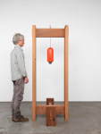 Jesse Schlesinger Untitled, 2023 Redwood (salvaged), cord, poplar, conversion varnish, chrome-plated steel, and glazed ceramic 78 x 30 x 30 inches 198.1 x 76.2 x 76.2 cm