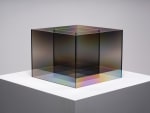 Larry Bell UNTITLED COATED SS (Mist), 2020 Laminated glass coated with inconel and silicon monoxide Overall dimensions: 12 x 16 x 16 inches 30.48 x 40.64 x 40.64 cm