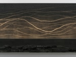 Teresita Fernández Dark Earth (Mirage), 2019 Solid charcoal and mixed media on chromed panel 12 x 108 x 2 inches 30.5 x 274.3 x 5.1 cm