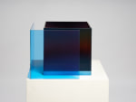 Larry Bell Untitled (Single Duo Nesting Box), 2021 Laminated glass coated with Inconel, SIO and Quartz 12 x 15 x 15 inches 30.5 x 38.1 x 38.1 cm