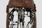 Kader Attia
Mirror Mask&amp;nbsp;(detail)
2020
Wooden mask, mirror fragments, black pigment
Artwork Dimensions:
11 3/4 x 6 5/8 x 5 1/2 inches (30 x 17 x 14 cm)
Overall Dimensions:
70 x 10 x 10 inches (177.8 x 25.4 x 25.4 cm)