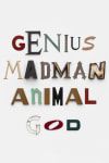 Jack Pierson
Genius Madman Animal God
2020
Card stock, enamel, glitter, masonite, metal and wood
78 1/2 x 77 1/2 x 5 1/4 inches (199.4 x 196.9 x 13.3 cm)
$200,000