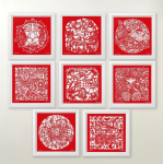 Ai Weiwei  The Papercut Portfolio, 2019  portfolio of 8 papercuts in clothbound clamshell box  23 5/8 x 23 5/8 inches  Edition 51 of 250