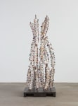 Evan Holloway Bones, 2017 plaster, steel, spent batteries 90 1/4 x 36 x 36 in. (229.2 x 91.4 x 91.4 cm)
