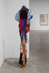 Performance (suit), (detail), 2019 assorted garments, thread, pins 80 x 25 x 12 in. (203.2 x 63.5 x 30.5 cm)