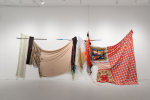 Eric N. Mack Face of Spring Summer (FOSS), 2021 cotton, satin, silk, acetate, polyester, acrylic, orange peels, corks, plastic and bone buttons, 82 x 218 x 25 in. (208.3 x 553.7 x 63.5 cm) Photo: Oriol Tarridas