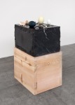 Sam Durant Les Armes Miraculeuses, 2014 marble, wood, eggs, shells (fabrication, Dan Axe, Telara Studio d’Arte, Carrara, Italy) overall: 34 x 18 1/2 x 24 in. (86.4 x 47 x 61 cm)