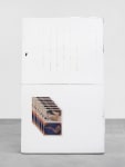 Matias Faldbakken Pallet Screen (Tenggren), 2016 plastic pallet, synthetic plaster, rebar grid, reinforcing steel, zip ties, newspaper print, Lascaux collage glue, Transparentlack-2 UV 59 x 35 1/2 x 6 3/4 in. (149.9 x 90.2 x 17.1 cm)