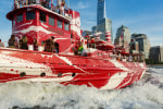 Flow Separation, 2018, Commissioned by Public Art Fund and 14-18 NOW and presented on Fireboat John J. Harvey in New York Harbor July 1, 2018 – May 12, 2019., Image by Nicholas Knight, courtesy Public Art Fund, NY.
 