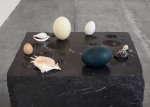 Sam Durant Les Armes Miraculeuses, (detail), 2014 marble, wood, eggs, shells (fabrication, Dan Axe, Telara Studio d’Arte, Carrara, Italy) overall: 34 x 18 1/2 x 24 in. (86.4 x 47 x 61 cm)