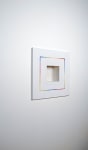Jackie Winsor Inset Wall Piece White with Four Color Spectrum Drawing, 1995 plaster and color pencil 18" x 18" x 4 1/2"