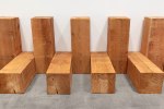 Carl Andre
Diarch, 1979
Western Red Cedar 60-unit array on floor, along two opposing walls; two rows of 30
alternating horizontal and vertical units
each: 12 x 12 x 36 inches (30.5 x 30.5 x 91.4 cm); 
overall: 36 x variable x 360 inches (91.4 x variable x 914.4 cm)
