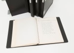 Carl Andre
Seven Books: Three Operas, A Theory of Poetry, America Drill, Passport, One Hundred Sonnets, Lyrics and Odes, Shape and Structure, 1969-1979
set of seven books, xerox manuscripts in binders
11" x 8 1/2" each page
Published by Dwan Gallery, New York, and Seth Siegelaub