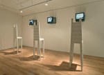 Robert Wilson Deafman Glance: A Video Installation, 1991 video, 6 television monitors with metal shelves, wood chairs and enamel paint, 6 chairs 81 x 20 3/4 x 14 3/4 inches (205.7 x 52.7 x 37.5 cm) each video running time: 26:53 minutes ​Edition of 1, 1 AP
