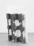 Pallet Screen (Tenggren), (detail), 2016 plastic pallet, synthetic plaster, rebar grid, reinforcing steel, zip ties, newspaper print, Lascaux collage glue, Transparentlack-2 UV 59 x 35 1/2 x 6 3/4 in. (149.9 x 90.2 x 17.1 cm)